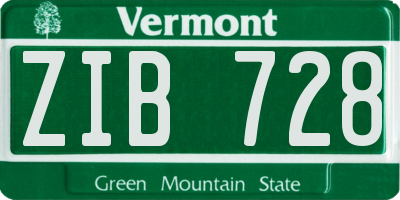 VT license plate ZIB728