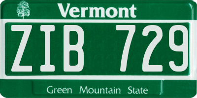 VT license plate ZIB729