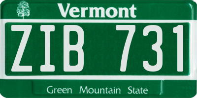VT license plate ZIB731