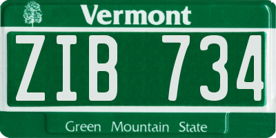 VT license plate ZIB734