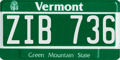 VT license plate ZIB736