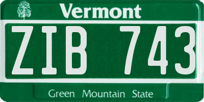 VT license plate ZIB743