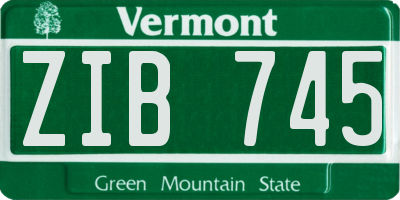 VT license plate ZIB745