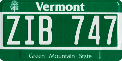 VT license plate ZIB747