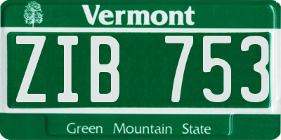 VT license plate ZIB753