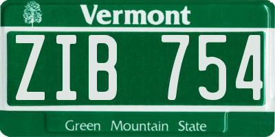 VT license plate ZIB754