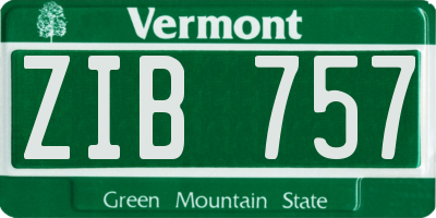 VT license plate ZIB757