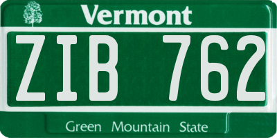VT license plate ZIB762