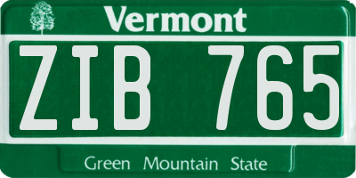 VT license plate ZIB765