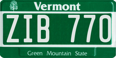 VT license plate ZIB770