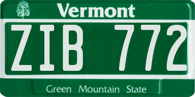 VT license plate ZIB772