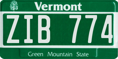 VT license plate ZIB774