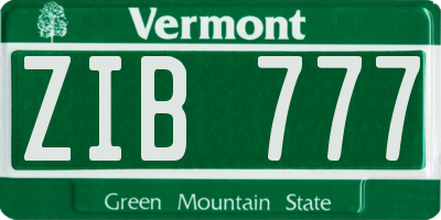 VT license plate ZIB777
