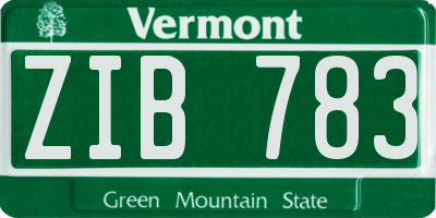 VT license plate ZIB783