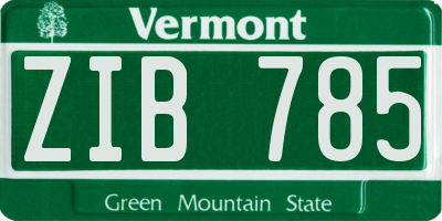 VT license plate ZIB785