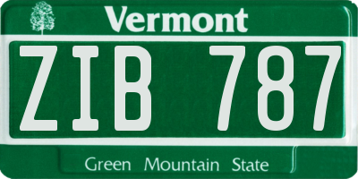 VT license plate ZIB787