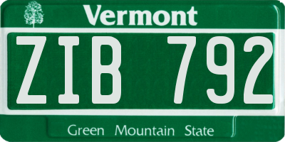 VT license plate ZIB792