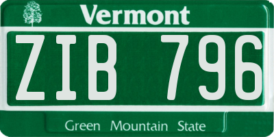 VT license plate ZIB796