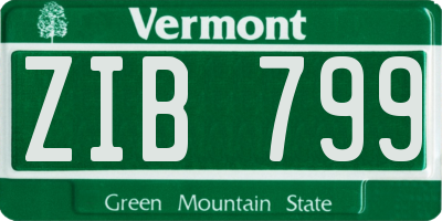 VT license plate ZIB799