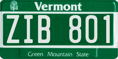 VT license plate ZIB801