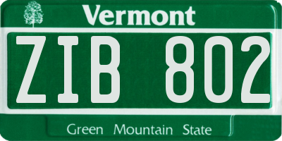 VT license plate ZIB802