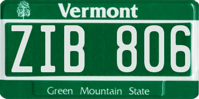 VT license plate ZIB806