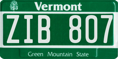 VT license plate ZIB807