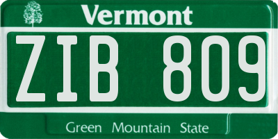 VT license plate ZIB809