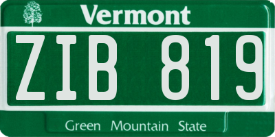 VT license plate ZIB819