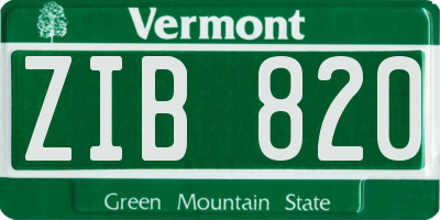 VT license plate ZIB820