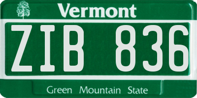 VT license plate ZIB836