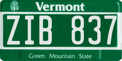 VT license plate ZIB837
