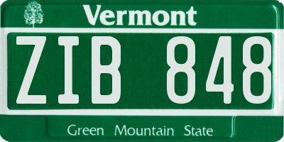 VT license plate ZIB848