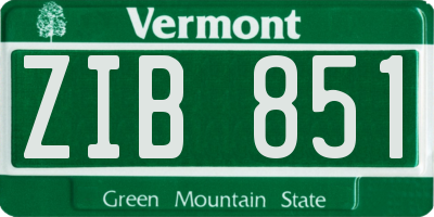 VT license plate ZIB851