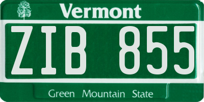 VT license plate ZIB855