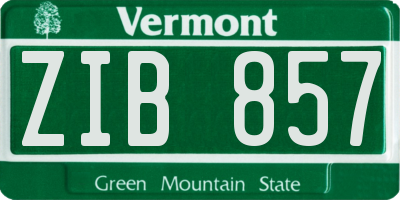 VT license plate ZIB857
