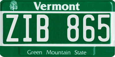 VT license plate ZIB865