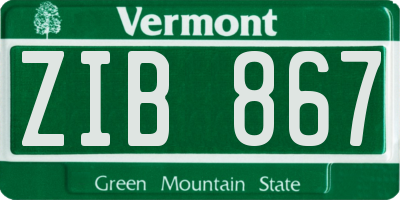 VT license plate ZIB867