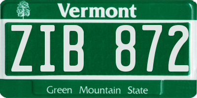 VT license plate ZIB872