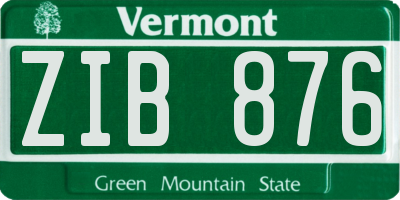 VT license plate ZIB876
