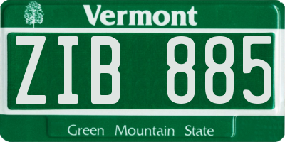 VT license plate ZIB885