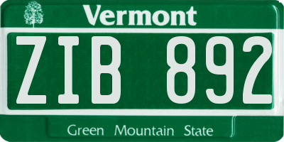 VT license plate ZIB892