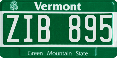 VT license plate ZIB895