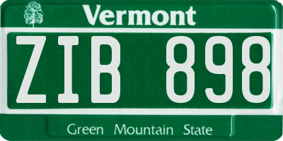 VT license plate ZIB898