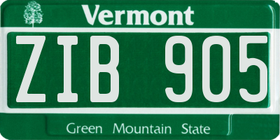 VT license plate ZIB905