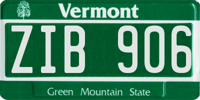 VT license plate ZIB906