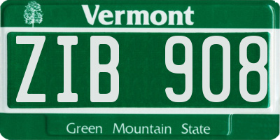 VT license plate ZIB908