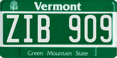 VT license plate ZIB909