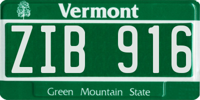 VT license plate ZIB916