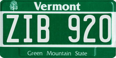 VT license plate ZIB920